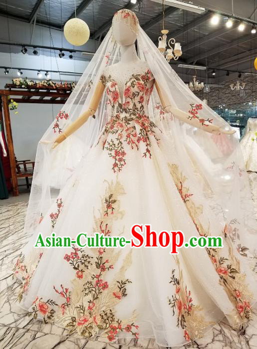 Top Grade Modern Fancywork Court Embroidered Full Dress Customize Princess Waltz Dance Costume for Women