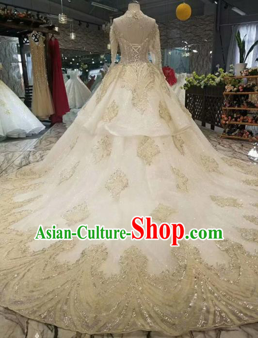 Customize Handmade Princess Fantasy Embroidered Beads Full Dress Wedding Court Bride Costume for Women