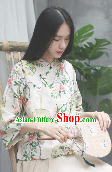 Chinese Traditional National Costume Tang Suit Slant Opening Blouse Upper Outer Garment for Women