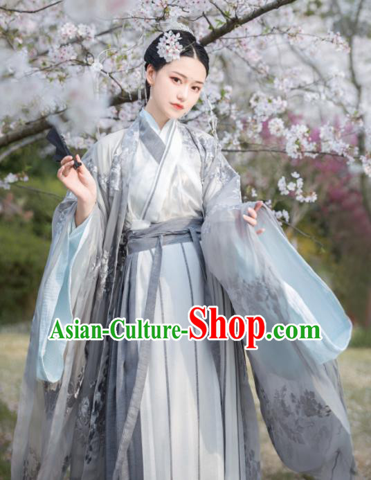 Asian Chinese Jin Dynasty Female Swordsman Historical Costume Ancient Court Princess Traditional Hanfu Dress for Women