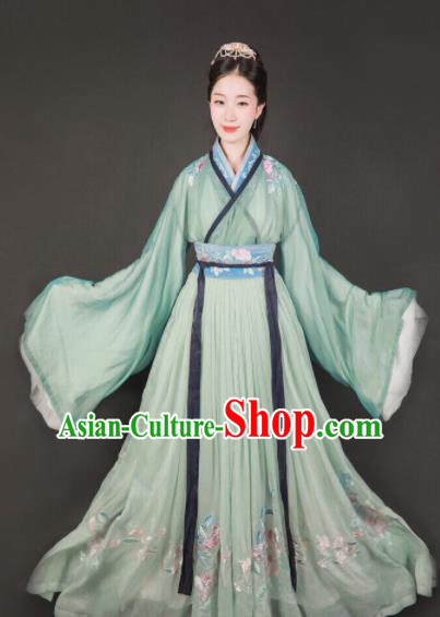 Traditional Chinese Jin Dynasty Imperial Princess Embroidered Hanfu Dress Ancient Drama Palace Lady Historical Costume for Women