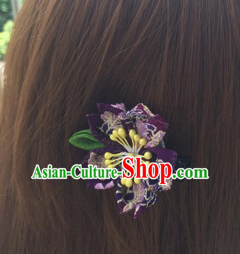 Traditional Japan Deep Purple Sakura Hair Claw Japanese Kimono Hair Accessories for Women