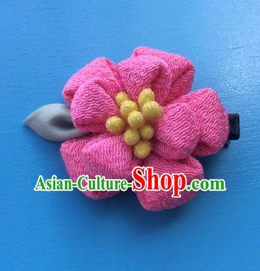 Traditional Japan Rosy Camellia Hair Claw Japanese Kimono Hair Accessories for Women