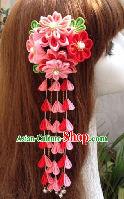 Traditional Japan Sakura Tassel Hair Stick Japanese Kimono Hair Accessories for Women