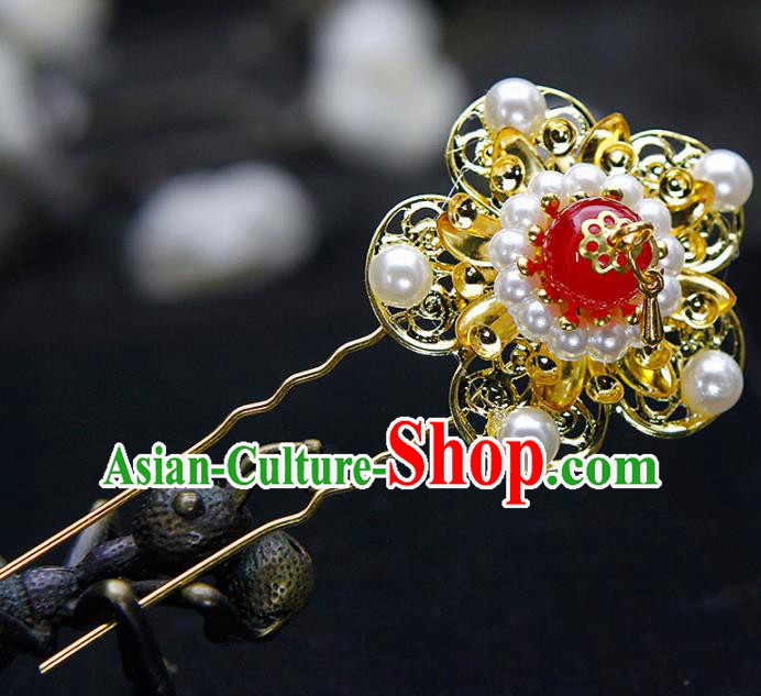 China Ancient Princess Golden Plum Blossom Hairpins Chinese Traditional Hanfu Hair Accessories for Women