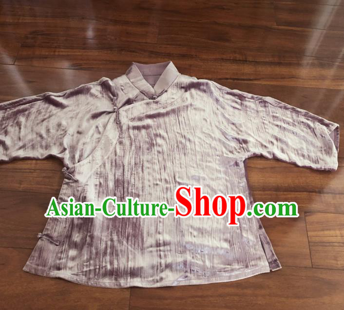 Chinese Traditional Handmade Pink Flannelette Shirt National Costume Upper Outer Garment for Women