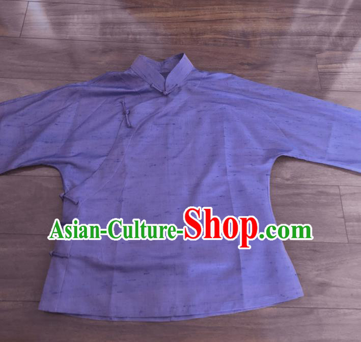 Chinese Traditional Handmade Purple Shirt National Costume Upper Outer Garment for Women