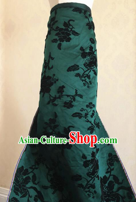 Asian Chinese Traditional Peony Pattern Design Green Brocade Fabric Silk Fabric Chinese Fabric Asian Material