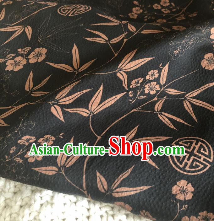 Asian Chinese Traditional Plum Bamboo Pattern Design Black Brocade Fabric Silk Fabric Chinese Fabric Asian Material