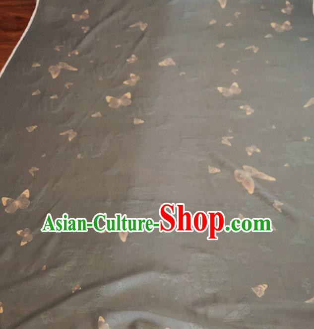 Asian Chinese Traditional Butterfly Peony Pattern Design Grey Brocade Fabric Silk Fabric Chinese Fabric Asian Material