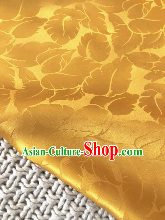 Asian Chinese Traditional Leaf Pattern Design Golden Brocade Fabric Silk Fabric Chinese Fabric Asian Material