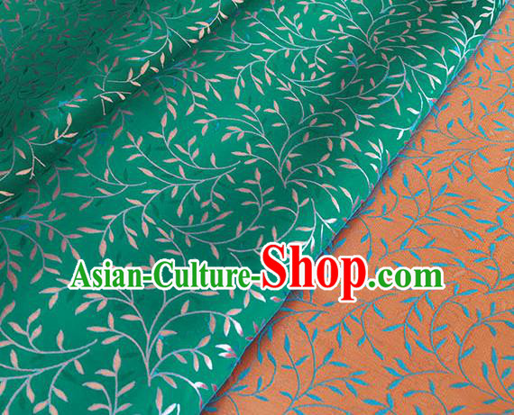 Asian Chinese Traditional Willow Branch Pattern Design Green Brocade Fabric Silk Fabric Chinese Fabric Asian Material