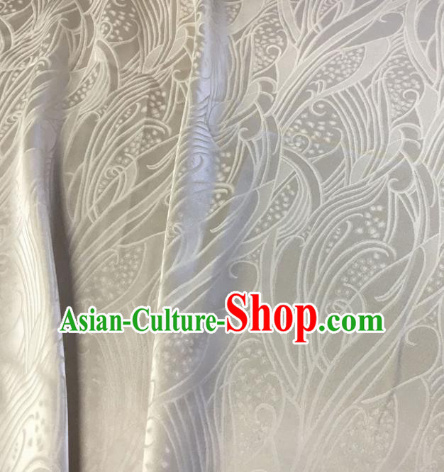 Asian Chinese Traditional Feather Pattern Design White Brocade Fabric Silk Fabric Chinese Fabric Asian Material