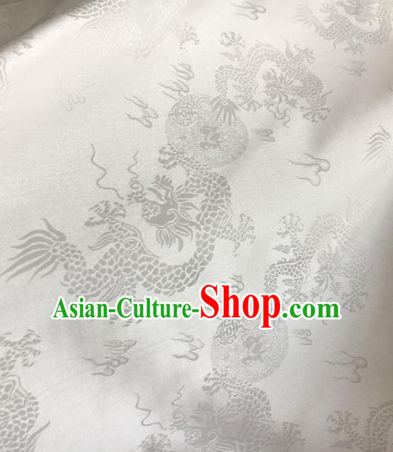 Asian Chinese Traditional Dragons Pattern Design White Brocade Fabric Silk Fabric Chinese Fabric Asian Material