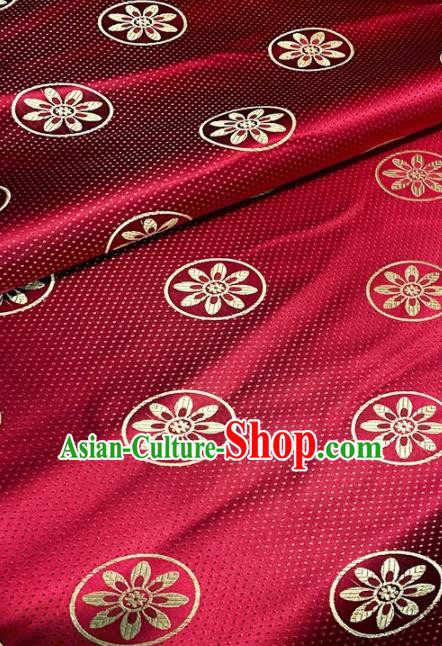 Asian Chinese Traditional Windmill Flowers Pattern Design Purplish Red Brocade Fabric Silk Fabric Chinese Fabric Asian Material