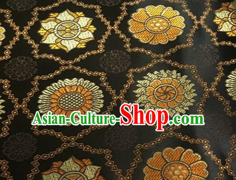 Asian Chinese Traditional Sunflowers Pattern Design Brown Brocade Fabric Silk Fabric Chinese Fabric Asian Material