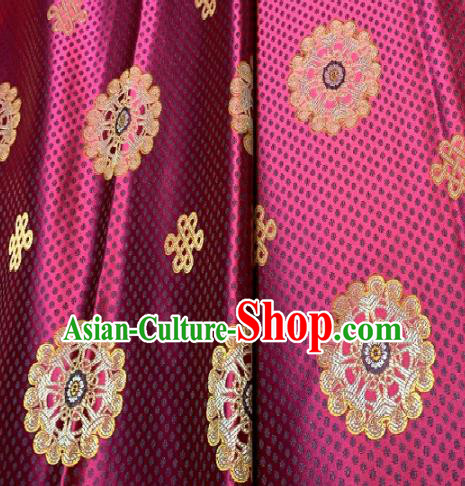 Asian Chinese Traditional Round Pattern Design Purple Brocade Fabric Silk Fabric Chinese Fabric Asian Material