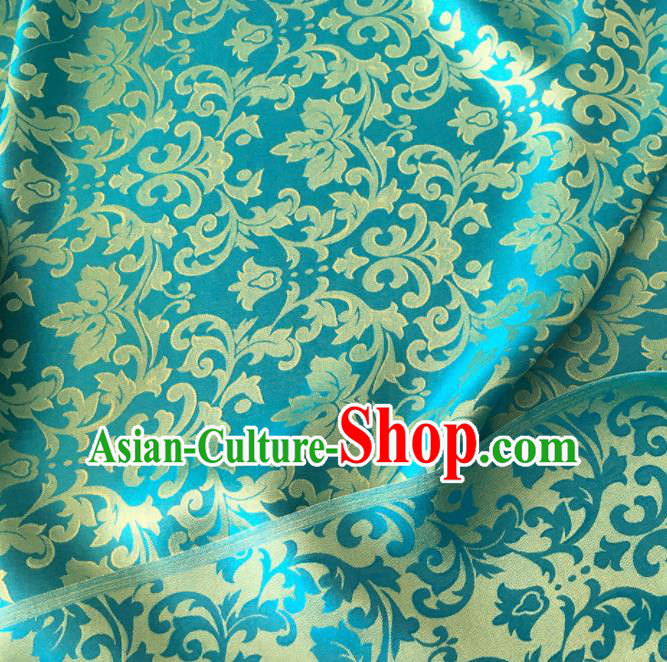 Asian Chinese Traditional Grape Vine Pattern Design Blue Brocade Fabric Silk Fabric Chinese Fabric Asian Material