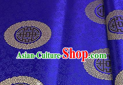 Asian Chinese Traditional Longevity Pattern Design Royalblue Brocade Fabric Silk Fabric Chinese Fabric Asian Material
