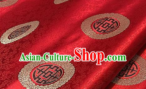Asian Chinese Traditional Longevity Pattern Design Red Brocade Fabric Silk Fabric Chinese Fabric Asian Material