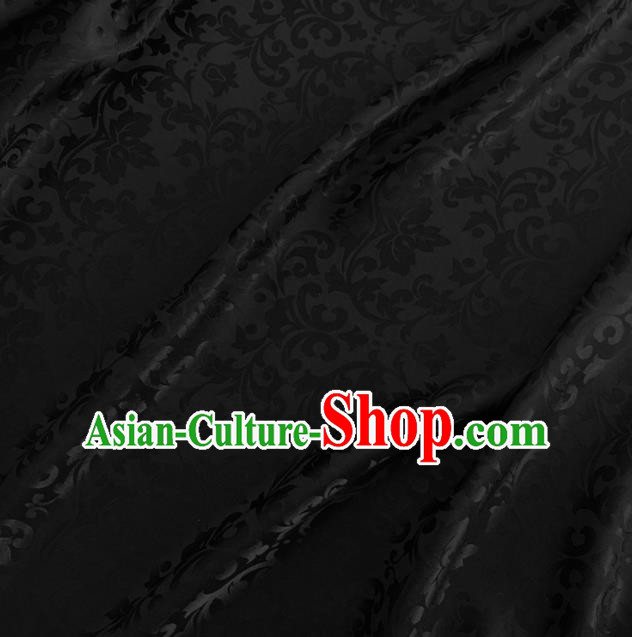 Asian Chinese Traditional Grape Vine Pattern Design Black Brocade Fabric Silk Fabric Chinese Fabric Asian Material