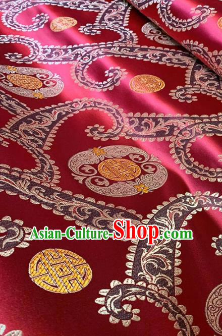 Asian Chinese Traditional Pattern Design Purplish Red Brocade Fabric Silk Fabric Chinese Fabric Asian Material