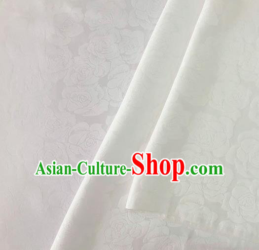Asian Chinese Traditional Roses Pattern Design White Brocade Fabric Silk Fabric Chinese Fabric Asian Material