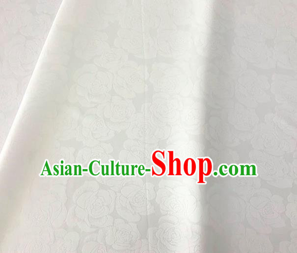 Asian Chinese Traditional Roses Pattern Design White Brocade Fabric Silk Fabric Chinese Fabric Asian Material