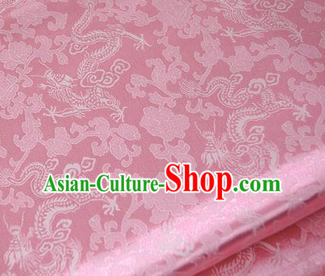 Asian Chinese Traditional Twine Dragon Pattern Design Pink Brocade Fabric Silk Fabric Chinese Fabric Asian Material