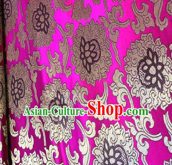 Asian Chinese Traditional Buddhism Lotus Pattern Design Rosy Brocade Fabric Silk Fabric Chinese Fabric Asian Material