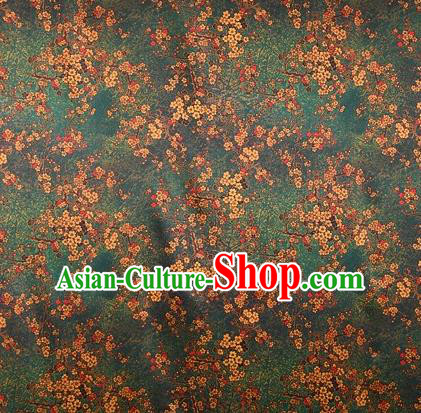 Chinese Traditional Plum Pattern Design Green Satin Watered Gauze Brocade Fabric Asian Silk Fabric Material