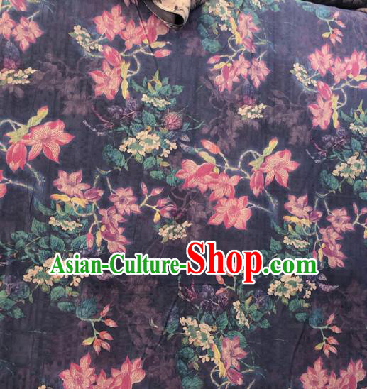 Chinese Traditional Lotus Pattern Design Purple Satin Watered Gauze Brocade Fabric Asian Silk Fabric Material