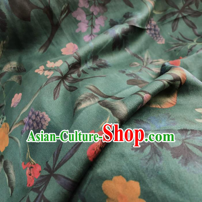 Chinese Traditional Pattern Design Green Satin Watered Gauze Brocade Fabric Asian Silk Fabric Material