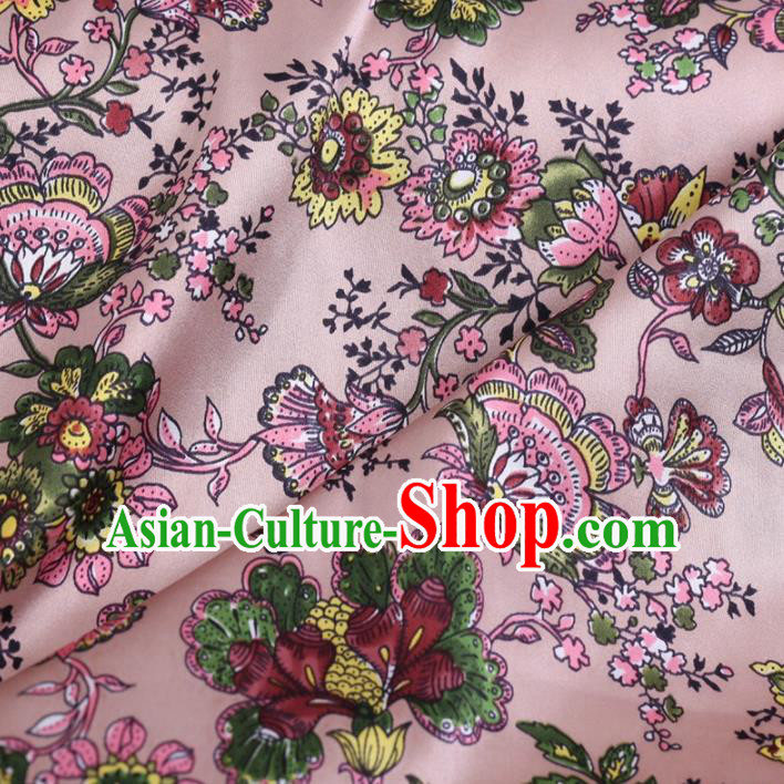 Chinese Traditional Cockscomb Pattern Design Pink Satin Watered Gauze Brocade Fabric Asian Silk Fabric Material
