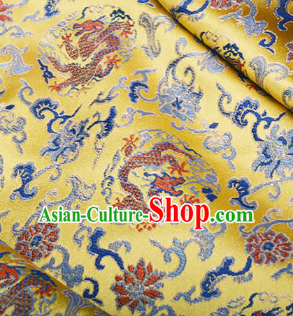 Chinese Traditional Hanfu Silk Fabric Classical Dragon Pattern Design Golden Brocade Tang Suit Fabric Material