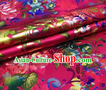 Chinese Traditional Hanfu Silk Fabric Classical Chrysanthemum Pattern Design Rosy Brocade Tang Suit Fabric Material