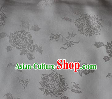 Chinese Traditional Peony Pattern Design White Brocade Fabric Asian Silk Fabric Chinese Fabric Material