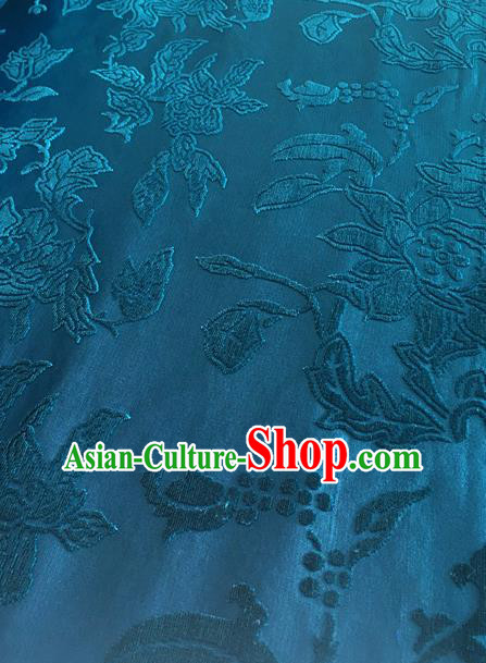 Chinese Traditional Peony Pattern Design Blue Brocade Fabric Asian Silk Fabric Chinese Fabric Material