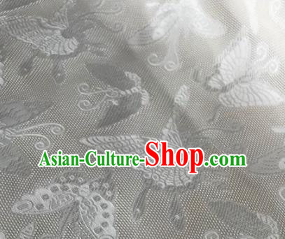 Chinese Traditional Butterfly Pattern Design White Brocade Fabric Asian Silk Fabric Chinese Fabric Material