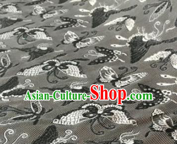 Chinese Traditional Butterfly Pattern Design Grey Brocade Fabric Asian Silk Fabric Chinese Fabric Material
