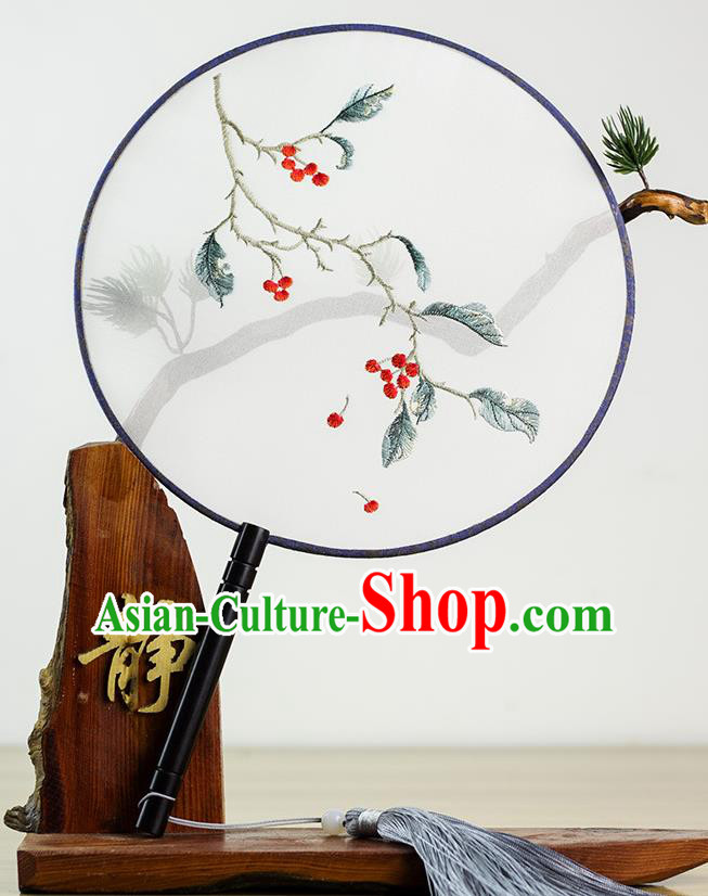 Chinese Traditional Hanfu Embroidered Palace Fans Ancient Princess Dance Silk Round Fan for Women