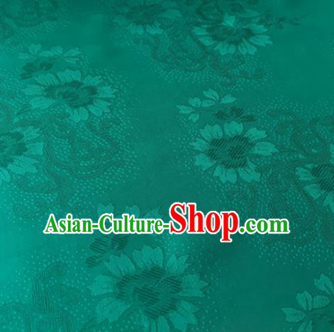 Chinese Traditional Cirrus Flowers Pattern Design Green Brocade Fabric Asian Silk Fabric Chinese Fabric Material