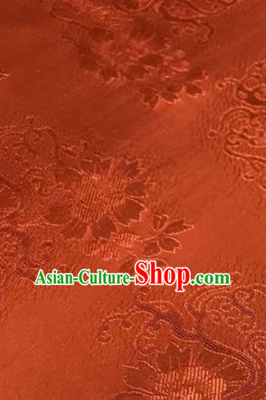 Chinese Traditional Cirrus Flowers Pattern Design Orange Brocade Fabric Asian Silk Fabric Chinese Fabric Material