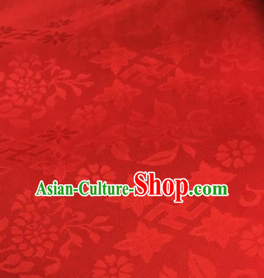 Chinese Traditional Rich Flowers Pattern Design Red Brocade Fabric Asian Silk Fabric Chinese Fabric Material