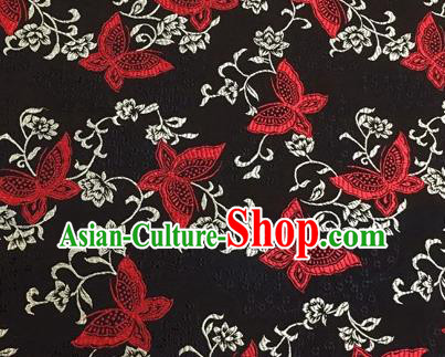 Chinese Traditional Hanfu Silk Fabric Classical Butterfly Pattern Design Black Brocade Tang Suit Fabric Material