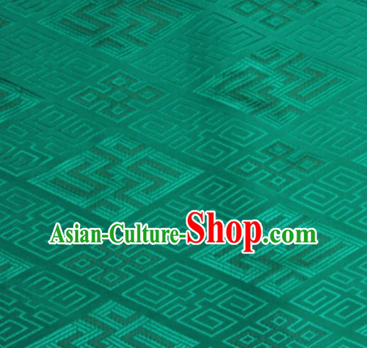 Chinese Traditional Rhombus Pattern Design Green Brocade Fabric Asian Silk Fabric Chinese Fabric Material