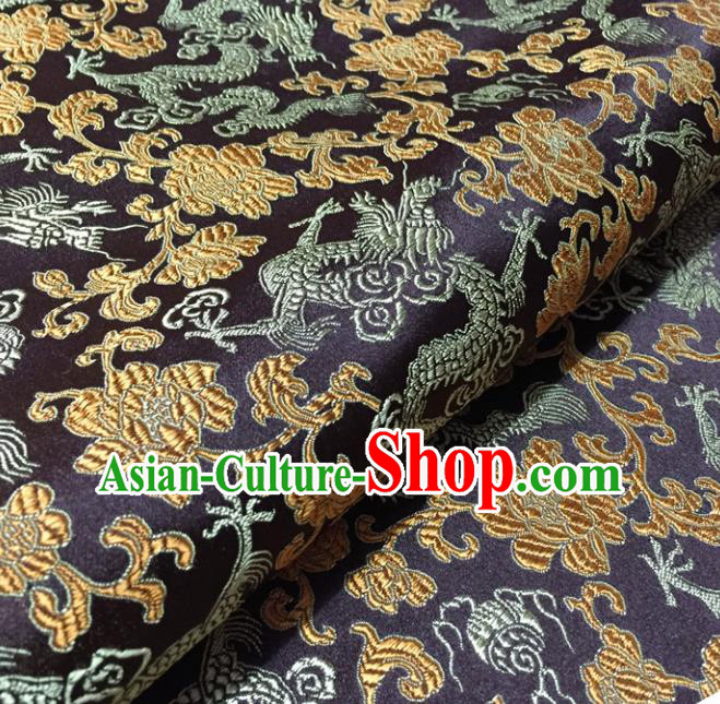 Chinese Traditional Dragons Pattern Design Deep Purple Brocade Fabric Asian Silk Fabric Chinese Fabric Material