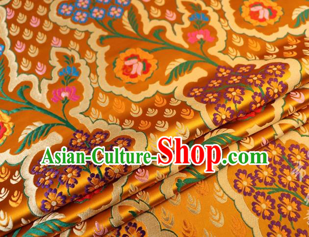 Chinese Classical Pattern Design Golden Brocade Traditional Hanfu Silk Fabric Tang Suit Fabric Material