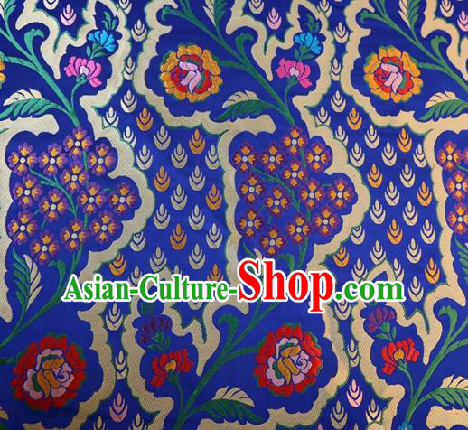 Chinese Classical Pattern Design Royalblue Brocade Traditional Hanfu Silk Fabric Tang Suit Fabric Material