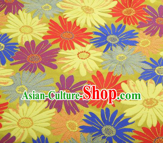 Chinese Classical Sunflowers Pattern Design Yellow Brocade Traditional Hanfu Silk Fabric Tang Suit Fabric Material